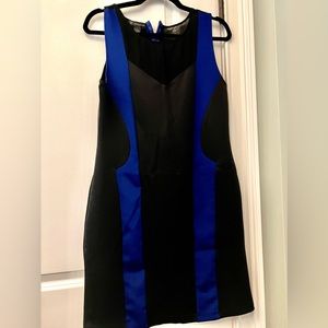 INC black and blue dress with mesh bodice